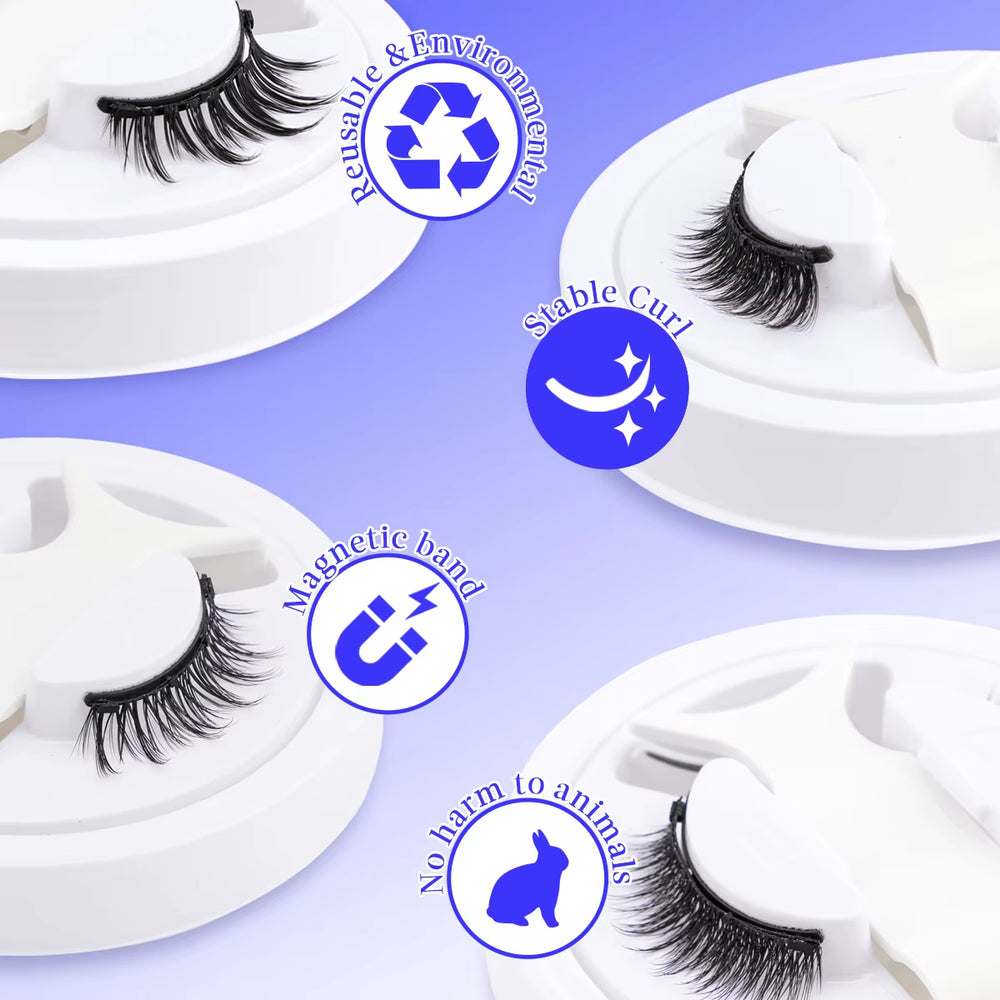 Reusable Magnetic False Eyelashes Tweezer Set Natural Mink Lash No Glue Needed Lashes Magnetic Lashes Makeup Tool